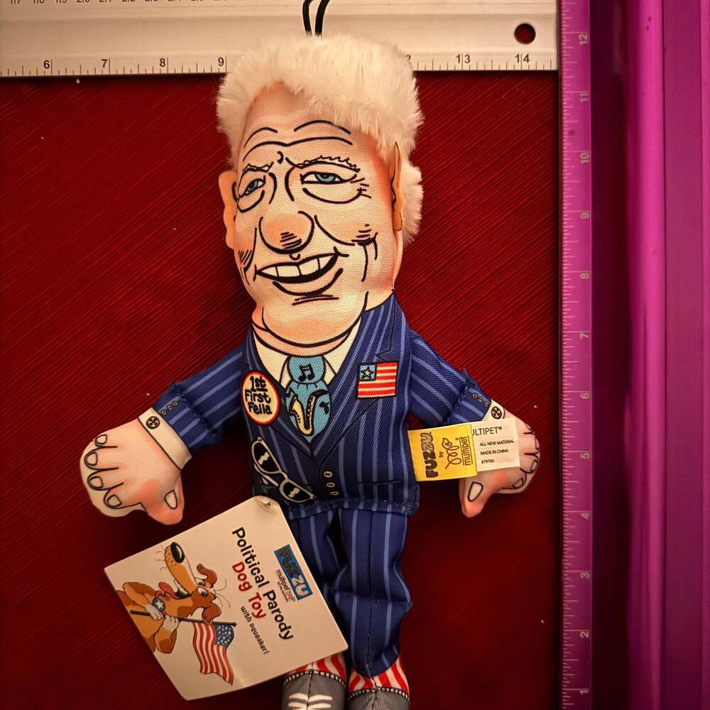 Political Parody Bill Clinton 'First Fella' 12" Plush Squeaker Dog Toy (FUZZU)